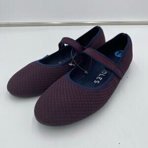 Aerosole Women Maroon & Navy Mary Jane Knit Ballet Flats Size 7.5 NWT